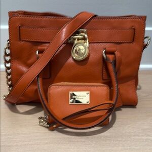 Michael Kors Orange Leather Tote Bag